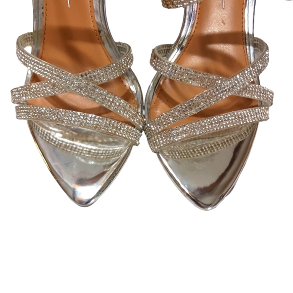 Jessica Simpson Rhinestone Silver Heels Strappy Formal Sandals size 6 5 - Picture 7 of 13